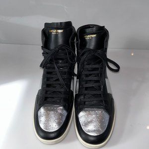 SAINT LAURENT COURT CLASSIC MENS SNEAKERS SIZE 12 US/45, BLACK/SILVER, GREAT